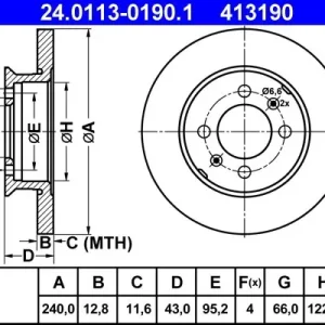 Zamów teraz Tarcza hamulcowa ATE 24.0113-0190.1