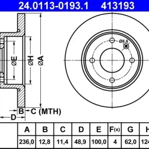 Zamów teraz Tarcza hamulcowa ATE 24.0113-0193.1