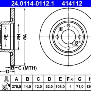 Bestseller Tarcza hamulcowa ATE 24.0114-0112.1