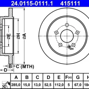 Zamów teraz Tarcza hamulcowa ATE 24.0115-0111.1
