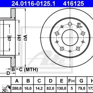 Bestseller Tarcza hamulcowa ATE 24.0116-0125.1