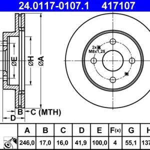 Bestseller Tarcza hamulcowa ATE 24.0117-0107.1