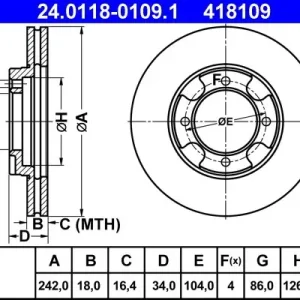 Bezpieczna płatność Tarcza hamulcowa ATE 24.0118-0109.1