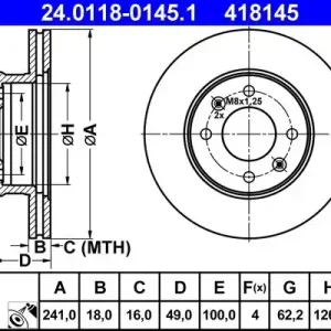 Zamów teraz Tarcza hamulcowa ATE 24.0118-0145.1