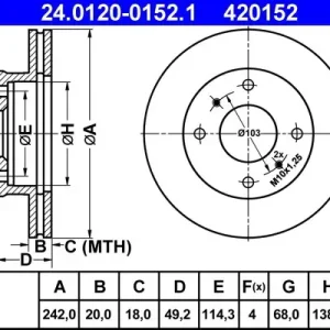 Zamów teraz Tarcza hamulcowa ATE 24.0120-0152.1