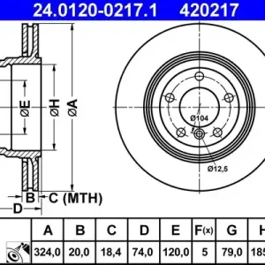 Bezpieczna płatność Tarcza hamulcowa ATE 24.0120-0217.1