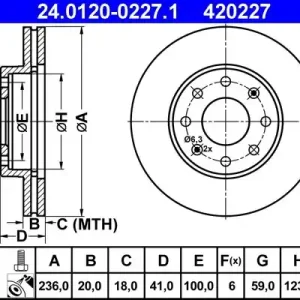 Zamów teraz Tarcza hamulcowa ATE 24.0120-0227.1
