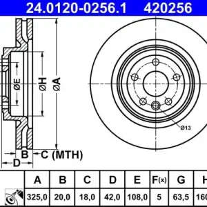 Bestseller Tarcza hamulcowa ATE 24.0120-0256.1
