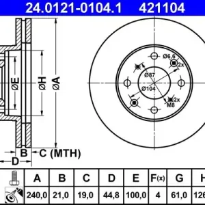 Bezpieczna płatność Tarcza hamulcowa ATE 24.0121-0104.1