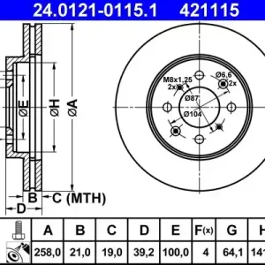 Bestseller Tarcza hamulcowa ATE 24.0121-0115.1