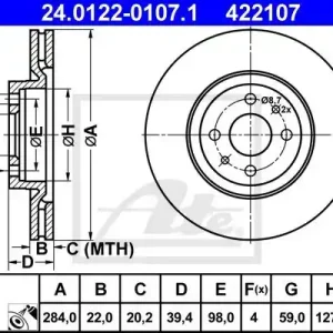 Bezpieczna płatność Tarcza hamulcowa ATE 24.0122-0107.1
