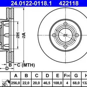 Cena promocyjna Tarcza hamulcowa ATE 24.0122-0118.1