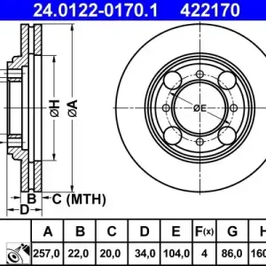 Bestseller Tarcza hamulcowa ATE 24.0122-0170.1