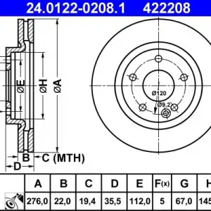Cena promocyjna Tarcza hamulcowa ATE 24.0122-0208.1