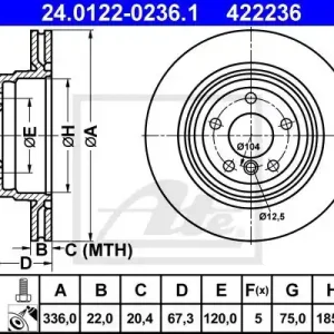 Zamów teraz Tarcza hamulcowa ATE 24.0122-0236.1