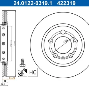 Bestseller Tarcza hamulcowa ATE 24.0122-0319.1