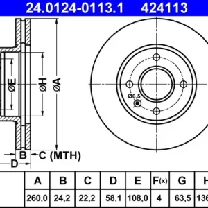 Zamów teraz Tarcza hamulcowa ATE 24.0124-0113.1
