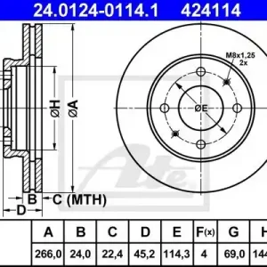 Cena promocyjna Tarcza hamulcowa ATE 24.0124-0114.1