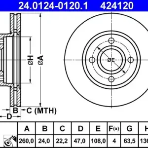 Bezpieczna płatność Tarcza hamulcowa ATE 24.0124-0120.1