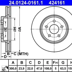 Zamów teraz Tarcza hamulcowa ATE 24.0124-0161.1