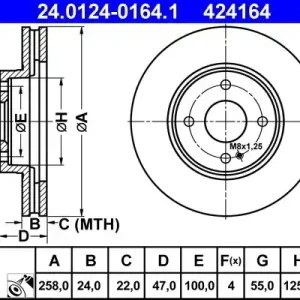 Bezpieczna płatność Tarcza hamulcowa ATE 24.0124-0164.1