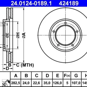 Bezpieczna płatność Tarcza hamulcowa ATE 24.0124-0189.1