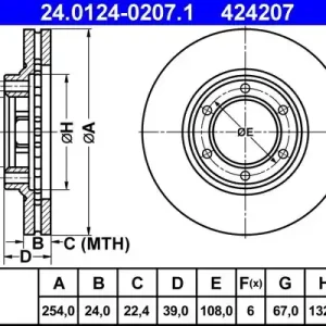 Zniżka Tarcza hamulcowa ATE 24.0124-0207.1