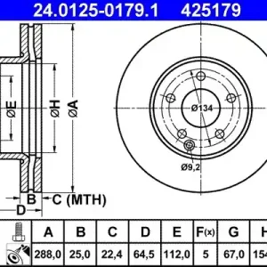 Zamów dziś Tarcza hamulcowa ATE 24.0125-0179.1