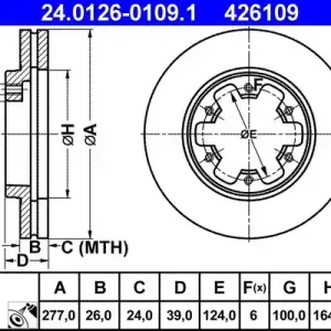 Zamów teraz Tarcza hamulcowa ATE 24.0126-0109.1