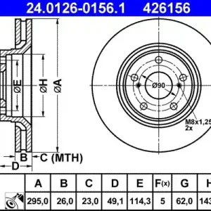 Zniżka Tarcza hamulcowa ATE 24.0126-0156.1