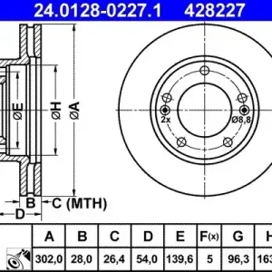 Bezpieczna płatność Tarcza hamulcowa ATE 24.0128-0227.1
