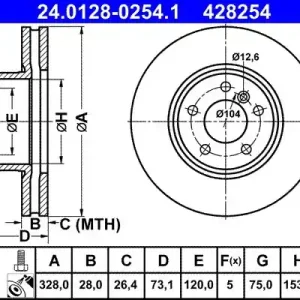 Zniżka Tarcza hamulcowa ATE 24.0128-0254.1
