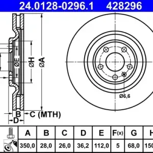 Zamów teraz Tarcza hamulcowa ATE 24.0128-0296.1