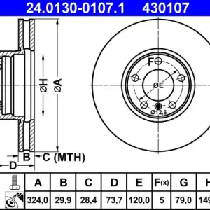 Bezpieczna płatność Tarcza hamulcowa ATE 24.0130-0107.1