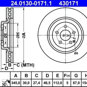 Bestseller Tarcza hamulcowa ATE 24.0130-0171.1