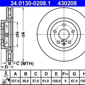 Bezpieczna płatność Tarcza hamulcowa ATE 24.0130-0208.1