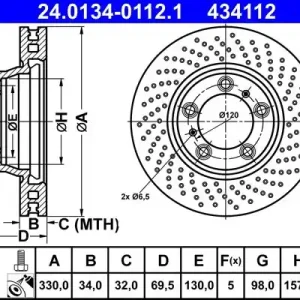 Bestseller Tarcza hamulcowa ATE 24.0134-0112.1
