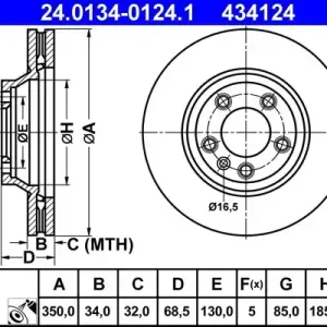 Bestseller Tarcza hamulcowa ATE 24.0134-0124.1