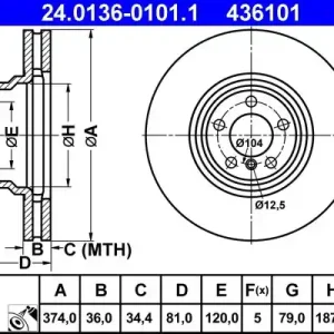 Bezpieczna płatność Tarcza hamulcowa ATE 24.0136-0101.1