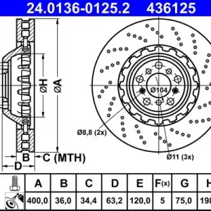 Cena promocyjna Tarcza hamulcowa ATE 24.0136-0125.2