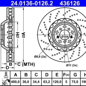 Cena promocyjna Tarcza hamulcowa ATE 24.0136-0126.2