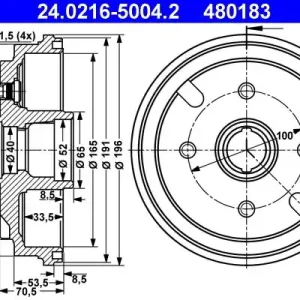 Bęben hamulcowy ATE 24.0216-5004.2 Zamów dziś