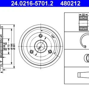 Bęben hamulcowy ATE 24.0216-5701.2 Wybór klientów