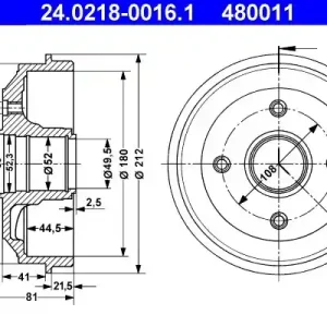 Zniżka Bęben hamulcowy ATE 24.0218-0016.1