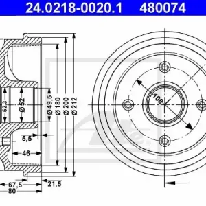 Bęben hamulcowy ATE 24.0218-0020.1 Dostępne od ręki