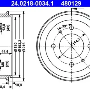 Bęben hamulcowy ATE 24.0218-0034.1 Tani