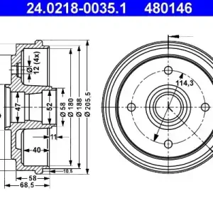 Bęben hamulcowy ATE 24.0218-0035.1 Ograniczona ilość
