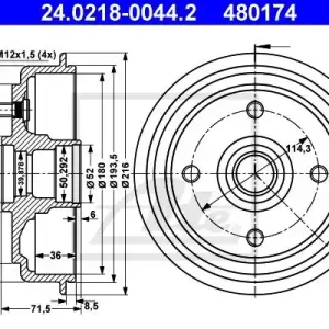 Bęben hamulcowy ATE 24.0218-0044.2 Cena promocyjna