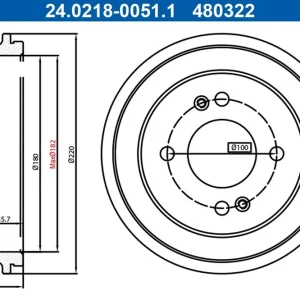 Bęben hamulcowy ATE 24.0218-0051.1 Premium