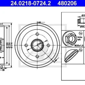 Bęben hamulcowy ATE 24.0218-0724.2 Sprawdź teraz